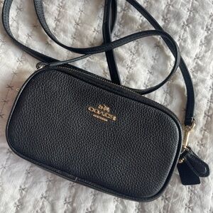 Coach Black Pebbled Leather Crossbody Mini Bag
